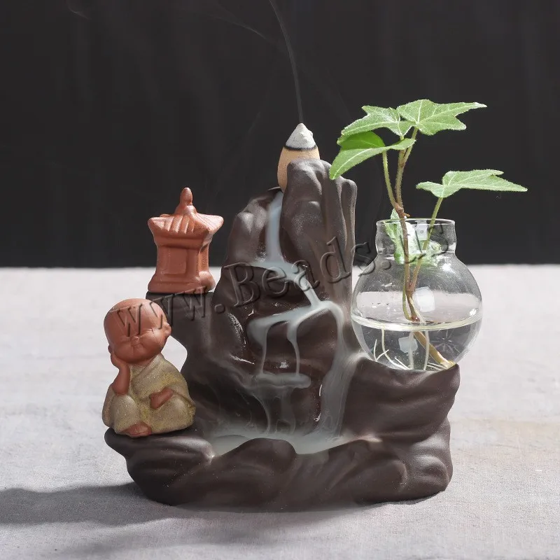 The Little Monk Backflow Incense Burner Ceramic Stick Incense Holder With Vase Aromatherapy Furnace Holder Use In Home Teahouse