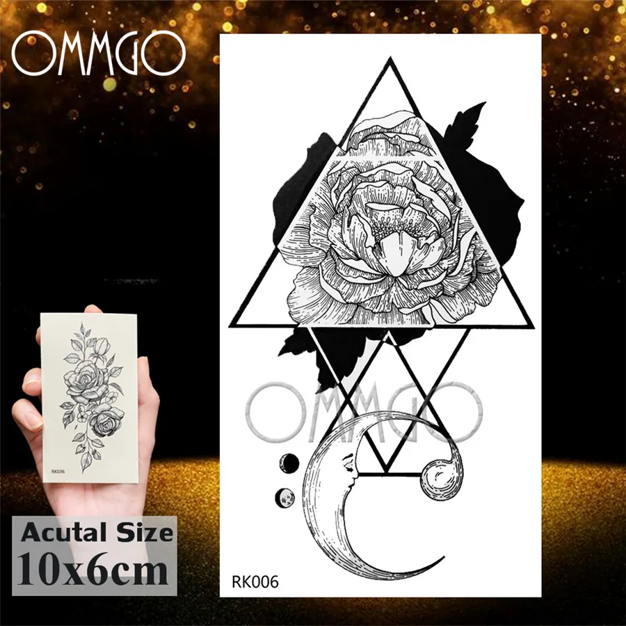 OMMGO акварель серьги Henna Mandala цветок временные татуировки для Для женщин с рисунком «розы» для девочек сексуальные татуировки Стикеры бабочка лиса в форме листа - Цвет: ORK006