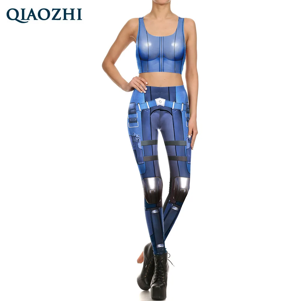 QIAOZHI New Design Leggins Gun Armor Comic Cosplay Leggings Two Piece