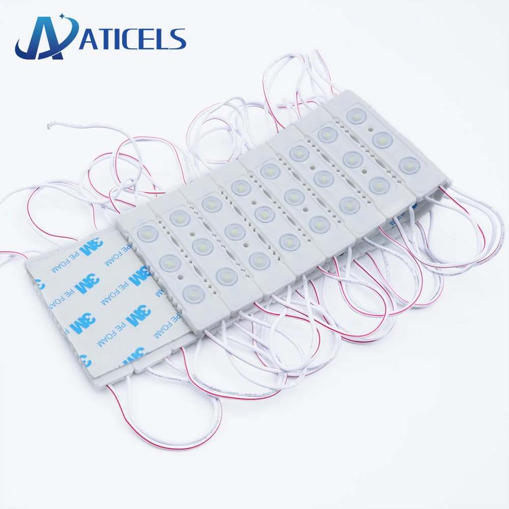 

20PCS New AC 220V LED Module Lighting 1.5W 3LEDs IP65 Injection Advertising Module LED Lights with Lens No need driver
