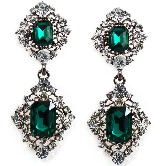 

MX0590 Vintage Bohemian Jewelry Exquisite New Charming Beautiful jewelry Round Hollow Green Stud Earrings For Women