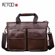 AETOO натуральная кожа мужская кожаная сумка повседневная сумка для компьютера Ретро сумка через плечо мужской деловой портфель