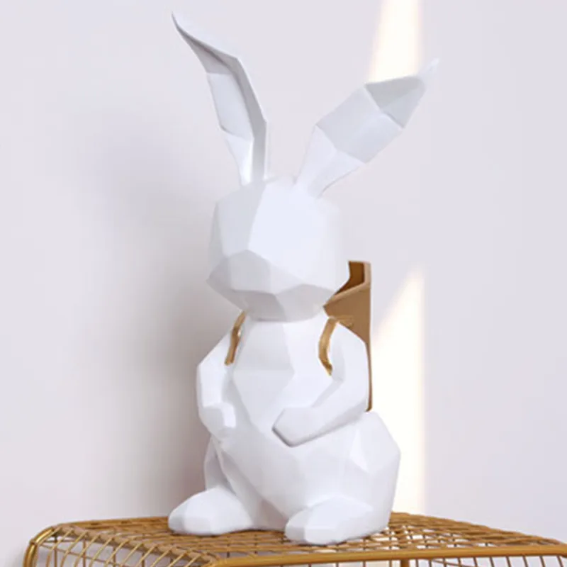  Modern Simple Origami Geometry Rabbit Resin Pencil Vase Creative Bedroom Flower Arrangement Vase Or - 4000004318016