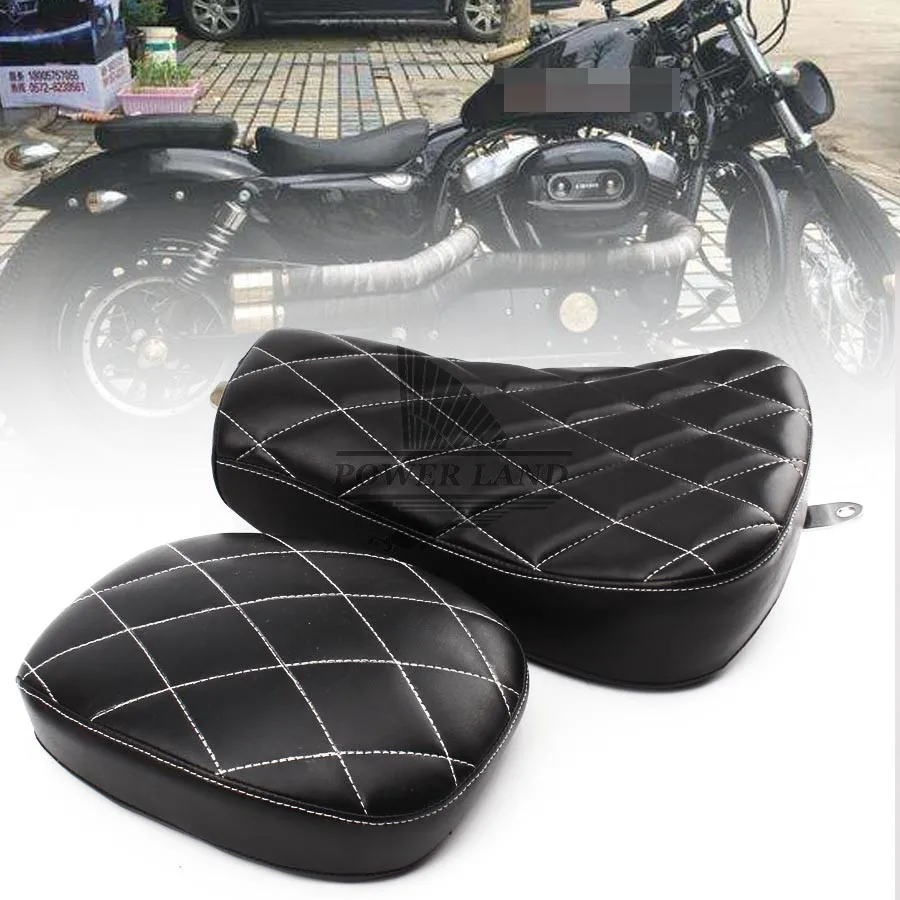 Motorcycle 2pcs Black Driver+Passenger Two Up Seat Sofa Tour Seat Bench