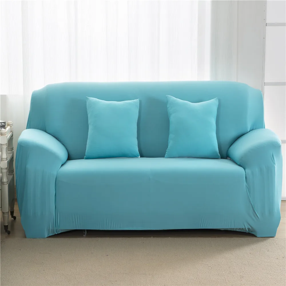 145-185 см полиэстер яркий цвет диван-крышка один диван Slipcover эластичные ткани Settee протектор подходит для стирки - Цвет: sky blue