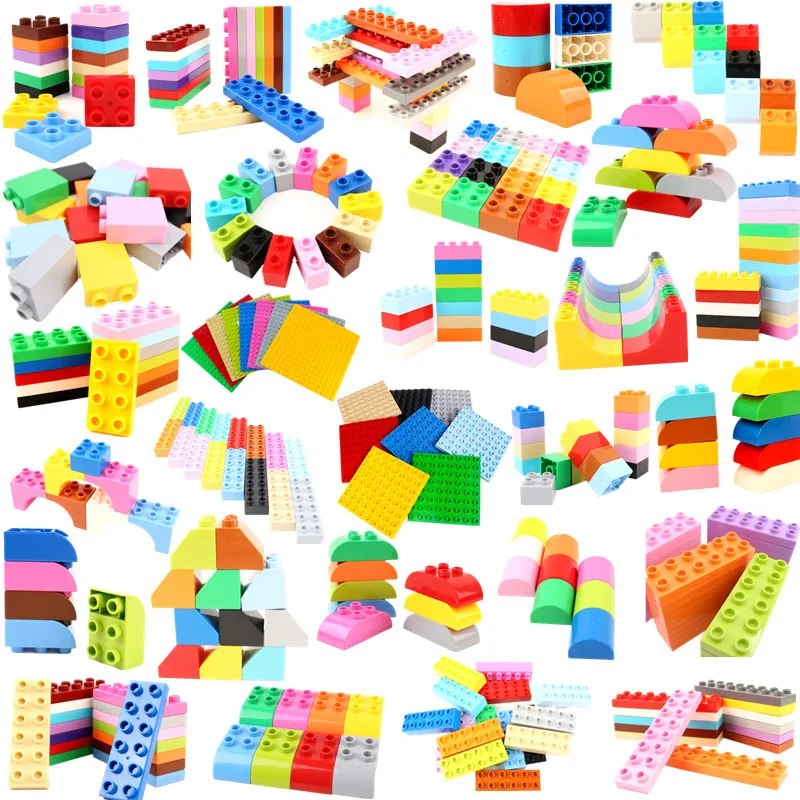 

Large Particle Building Blocks Base Plates Big Size Basic Thick Thin Curved Bricks Accessories Compatible with Duploed Kids Gift