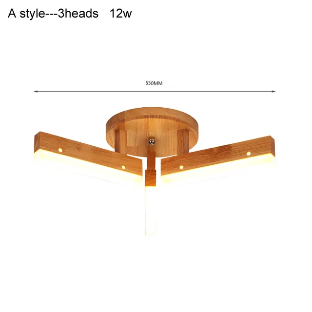 Светодиодный потолочный светильник из дерева для спальни, гостиной, AC85-265V, светодиодный потолочный светильник lamparas de techo - Цвет корпуса: 3 heads A