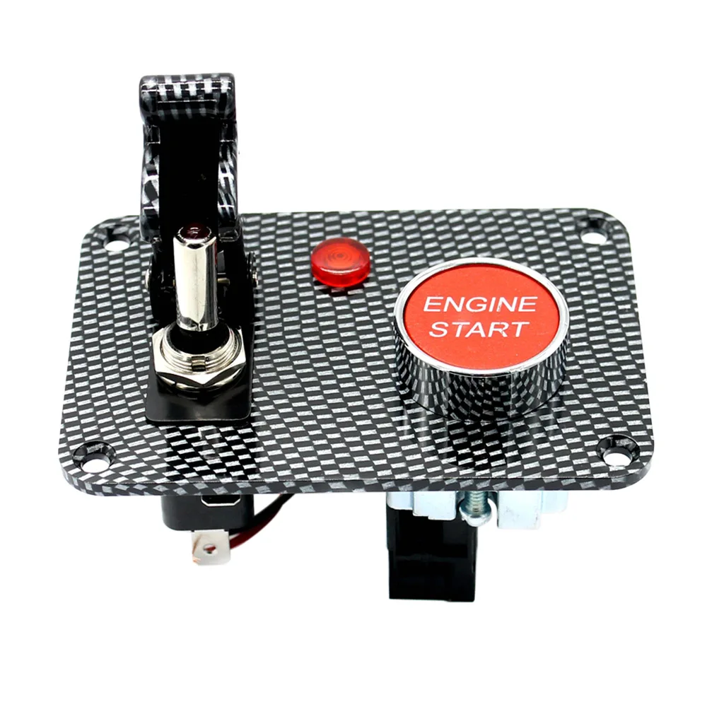 Carbon Fiber Racing Car 12V Ignition Switch Panel Engine Start Push