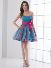 Günstige Kurze Colorfule Prom Kleider Organza Perlen Kristalle Urlaub Partei Kleider Trägerlose Reale Bilder cd7017