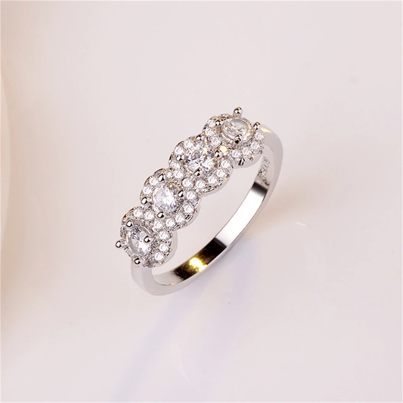 BOAKO Top Quality Concise Classical CZ Crystal Wedding Ring Silver Color Austrian Crystals Wholesale bagues pour femme B3