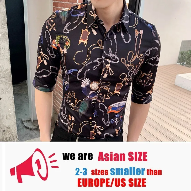 Брендовая мужская рубашка с коротким рукавом Camisa, модные повседневные облегающие рубашки, летние дизайнерские Клубные вечерние рубашки для выпускного вечера, уличная одежда - Цвет: black