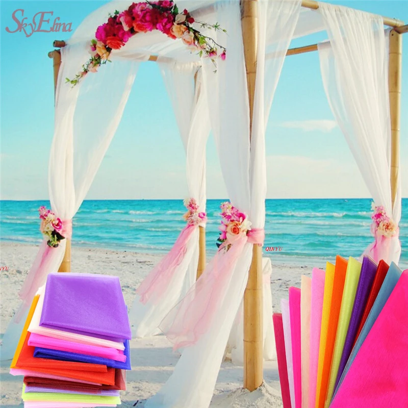 132 41 De Réduction48 Cm 5 M Romantique Pure Cristal Organza Neige Fil Gaze élément Tulle Soie Fleur Arches Mariage Décoration Fête Fournitures