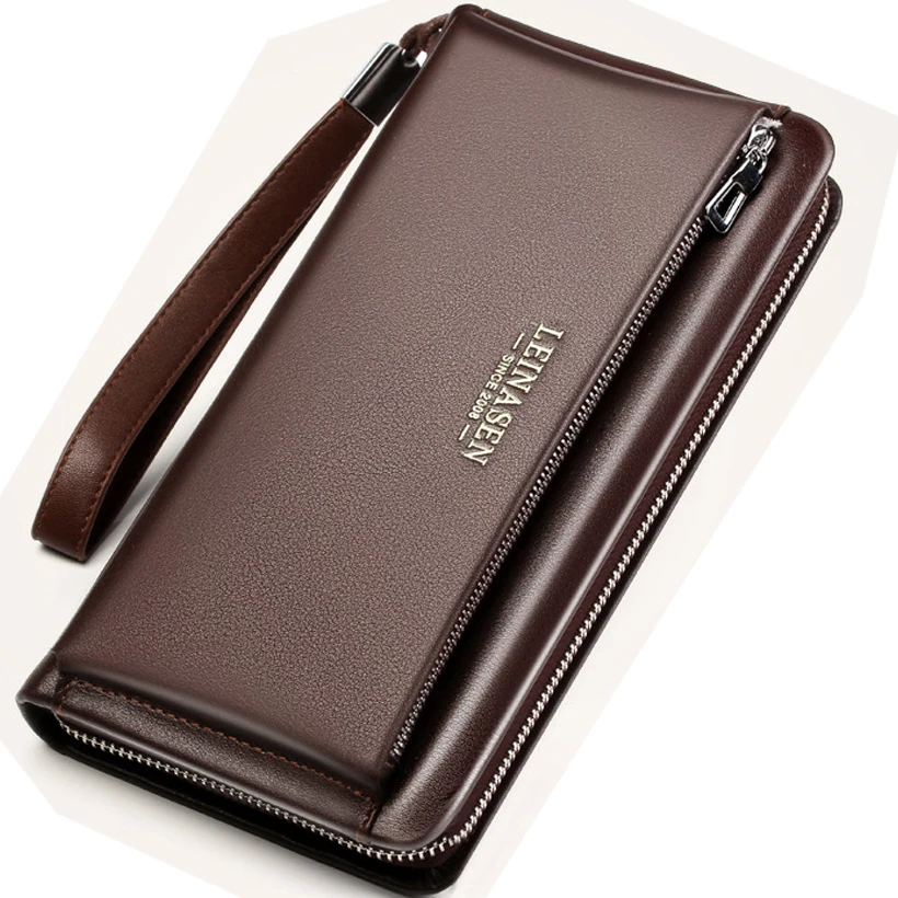 

men wallets man Genuine Leather wallet card holder luxury brand long wallet mens wallets big zipper brieftasche leather purse