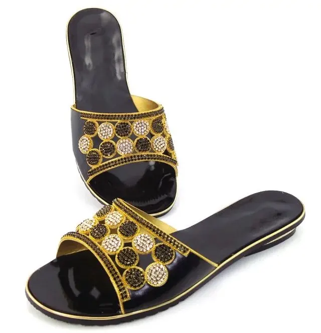Oro Tacón Sandalias Para Negro Bajo Con 1 Diseño gold green Vestido Zapatos Rhinestone Más Verde Black Popular Mujeres Los De El V42 xBnvqqX