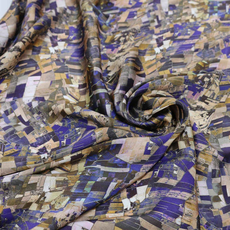 

geometric silk satin fabric textile for dress gown pure silk charmeuse 100cm*114cm