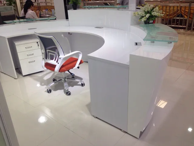 High Quality Semi Circle Half Round Exhibition Gl Top Reception High Quality Semi Circle Half Round Exhibition Gl Top Reception Counter Desk Design For