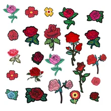 ФОТО 5pcs/lot embroidery patch beautiful rose t-shirt diy decoration parches ropa 2018 new a-level washable appliques on clothes