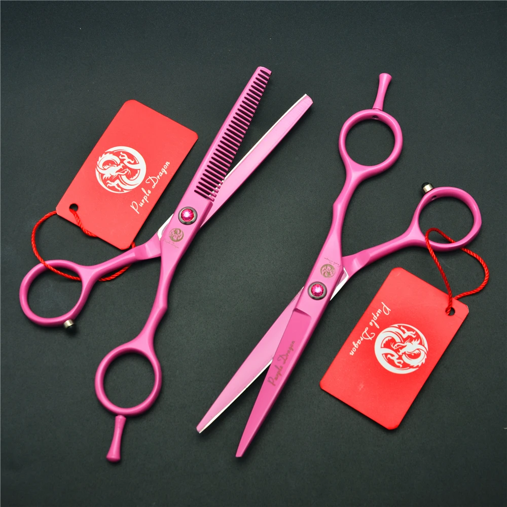 2pcs 5.5 Inch Pink Japan 440c 62hrc Professional Human Hair Scissors