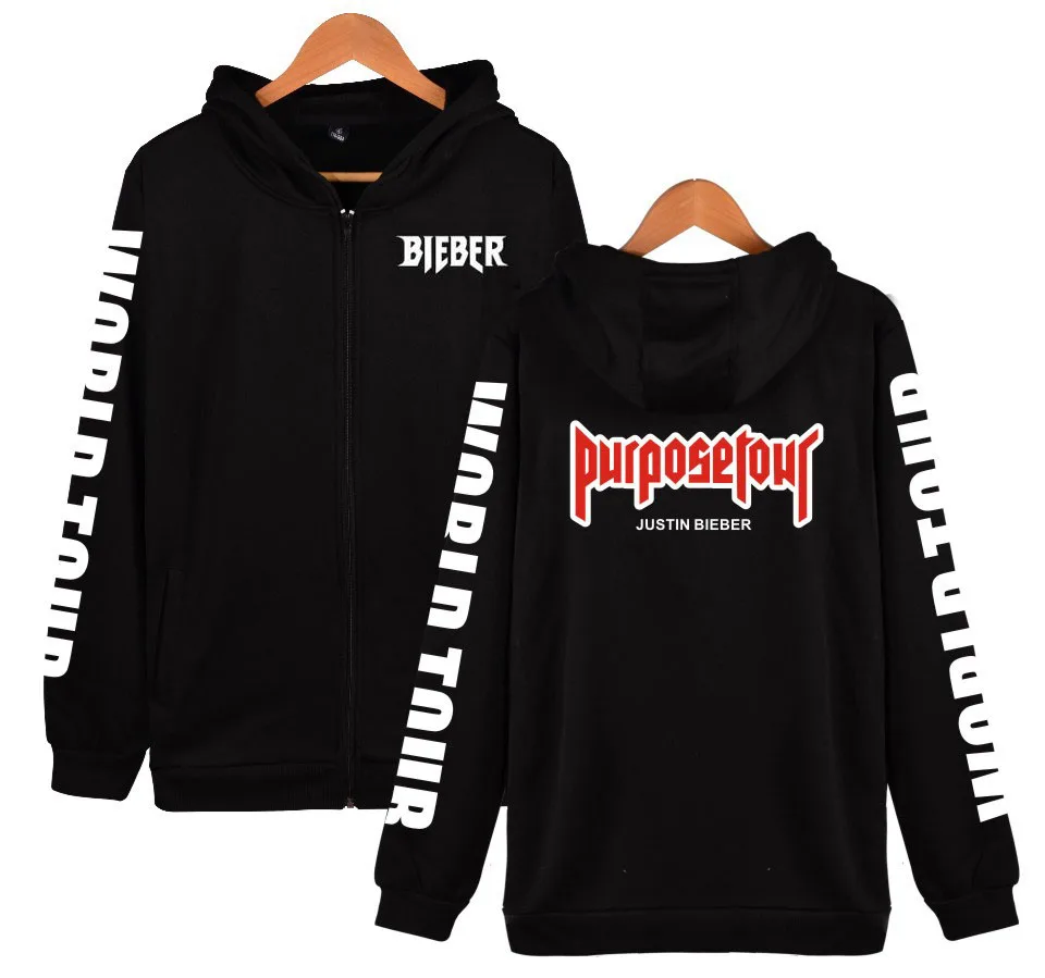 Justin Bieber Purpose Tour coats and jackets hip hop zipper hoodies cosplay jacket long sleeve coat streetwear plus size tops