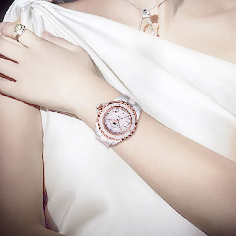 Reloj Mujer CASIMA, роскошные Брендовые женские часы, водонепроницаемые, модные, керамические, ослепительные, сапфировые, Женские кварцевые наручные часы, часы с календарем