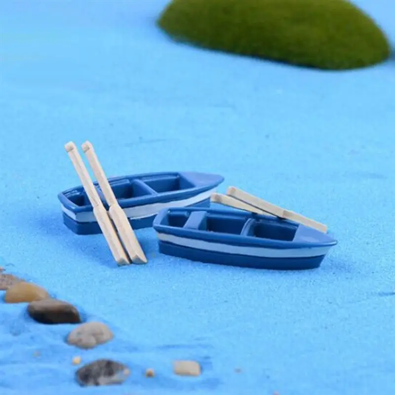 WINOMO 2 набора миниатюрных мох микро пейзаж лодка украшения(синий