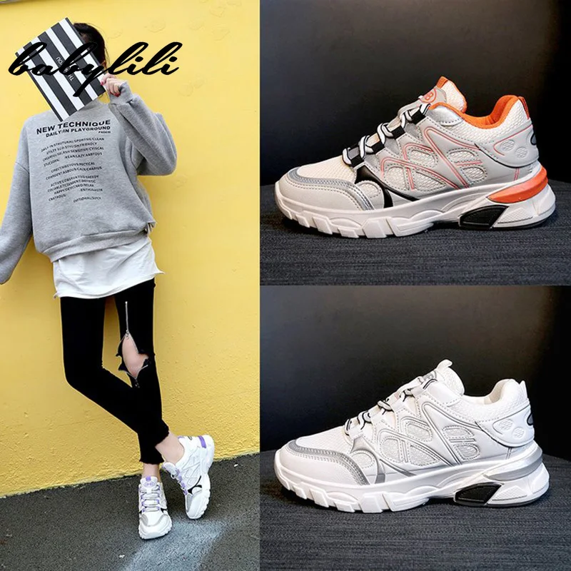 

White Mesh Walking Footwear 2019Women Shoes Sneakers Vulcanized Shoe Casual Female Sneakers for Women Non-slip Platform Sneakers