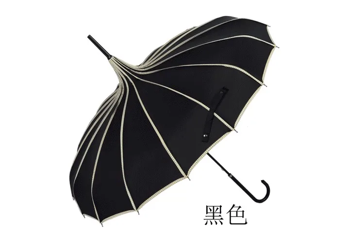 (30 pcs/lot) Top Quality Straight Solid Fashion Sunny And Rainy Pagoda Umbrella 9 color