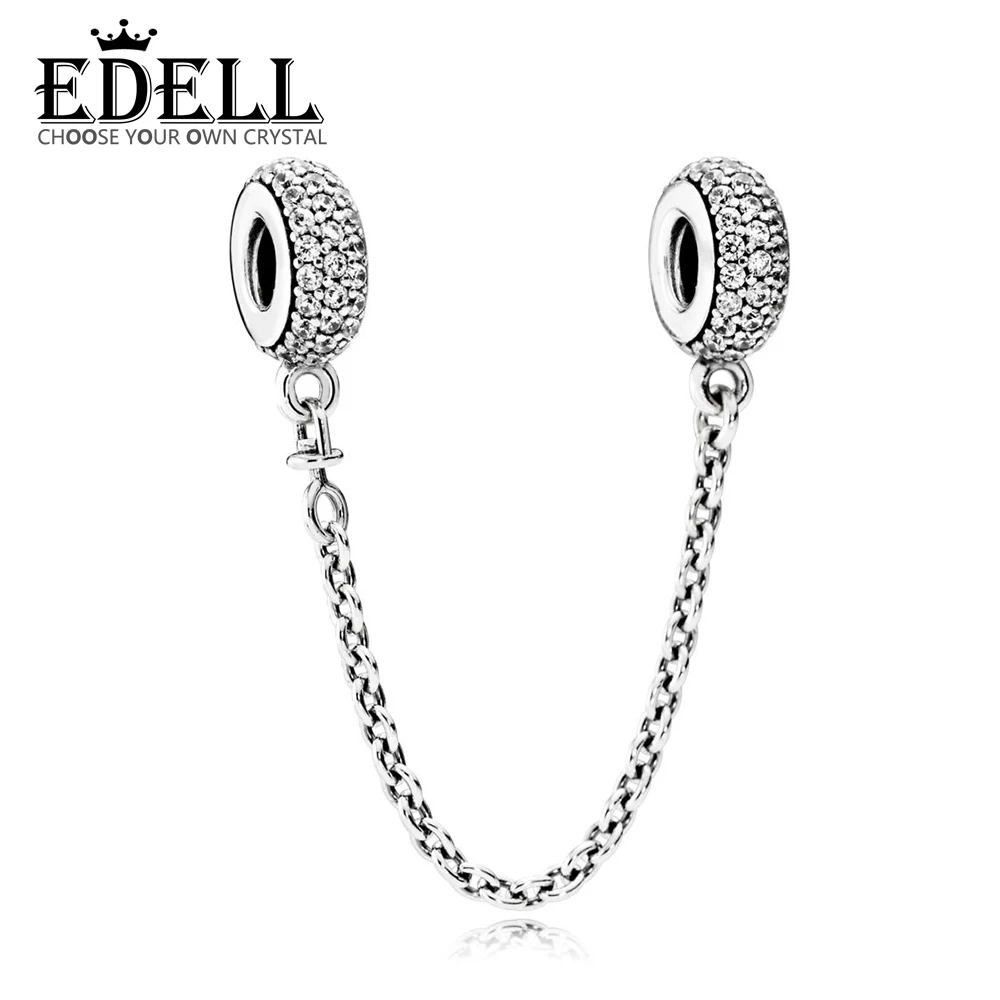 

EDELL 100% Sterling silver 1:1 Glamour 791736CZ PAVE INSPIRATION CHAIN SAFETY Original Women wedding Fashion Jewelry 2018