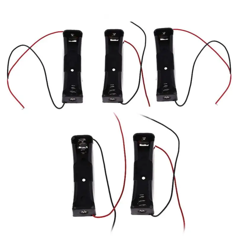 

5 Pcs Battery Storage Boxes 18650 17500 18500 Battery 3.6~4.2V Clip Holder Box Case Black