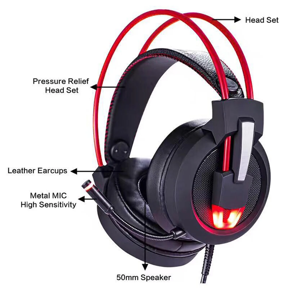 Askmeer USB Stereo Gaming Headphones casque 7.1 Surround Sound Channel Computer Headset with Microphone LED Lights for PC Gamer (11)