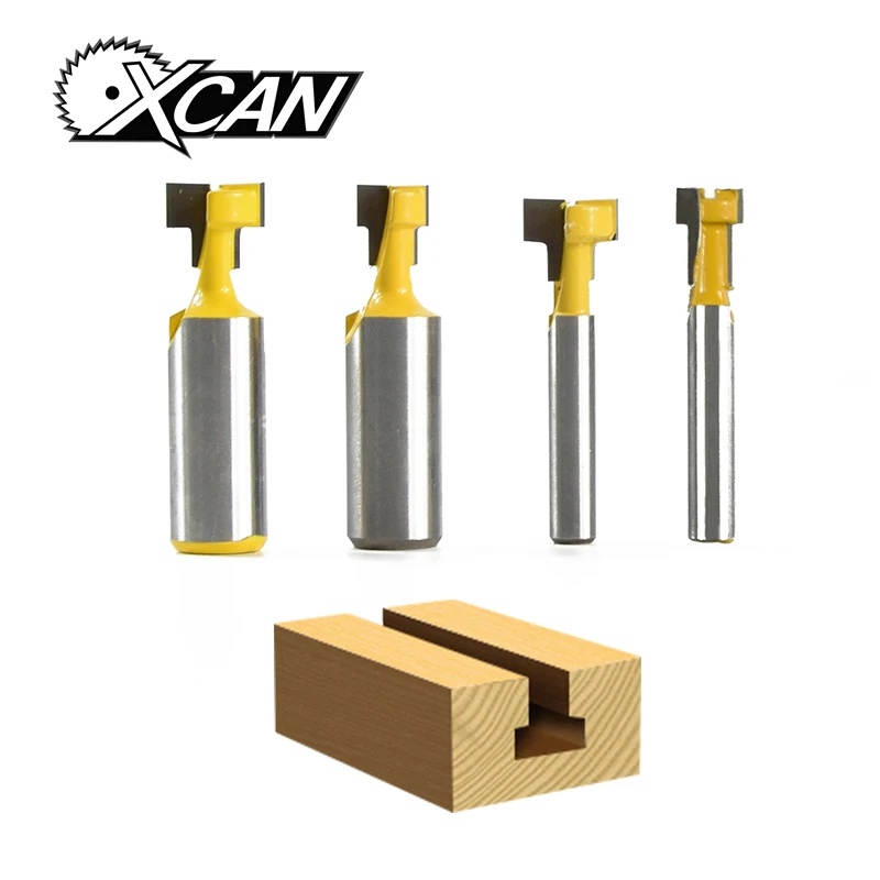 XCAN! 4pcs/set T Slot Cutters 1/2 Shank +1/4 Shank Lock Hole Router Bit