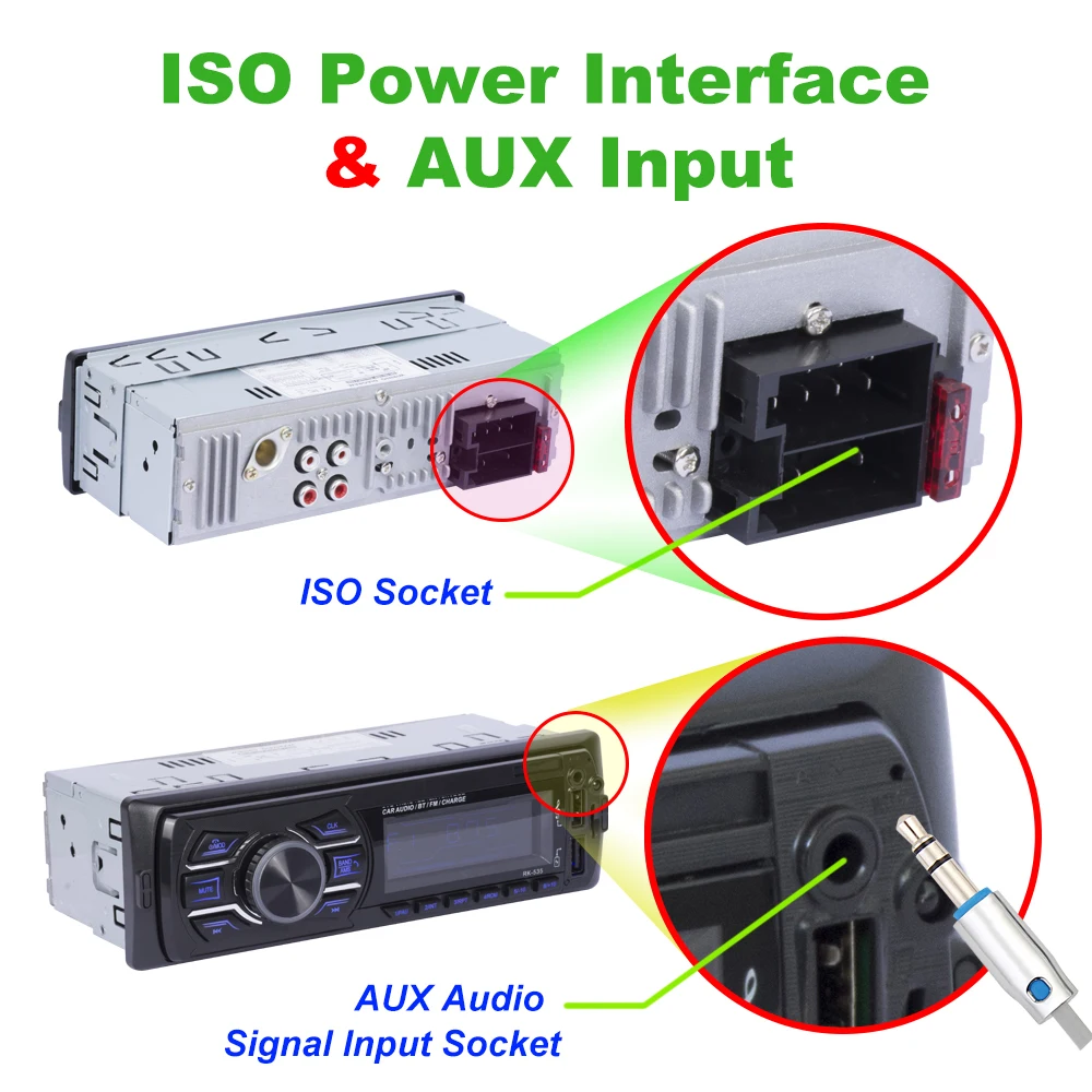 Car 2 In1 MP3 Wireless BT Player with Steering Wheel Remote Control and Color Light Button Dual USB Fast Charge