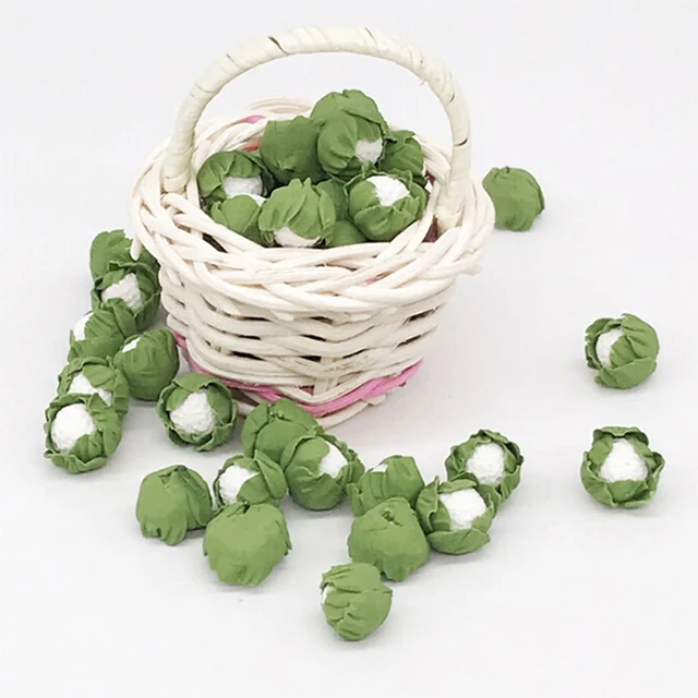 Mini Realistic Handmade Clay Vegetables Dollhouse Miniatures Cauliflower Chinese Cabbage for Doll Kitchen 5 Pieces 1