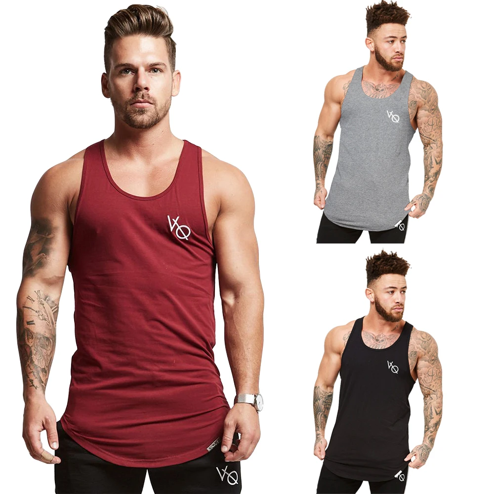 

Men's Longline Vest Step Hem Extreme Racer Back Gym Tank Tops Singlet Elasticity Tranning Workout Stringer Tank Top Bodybuilding
