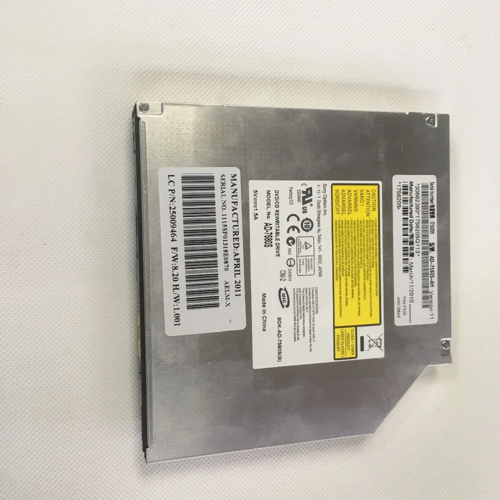 Новая оригинальная модель привода DVDRW с обычным лотком 12 7 мм AD 7580S UJ8E0 UJ8B0 для