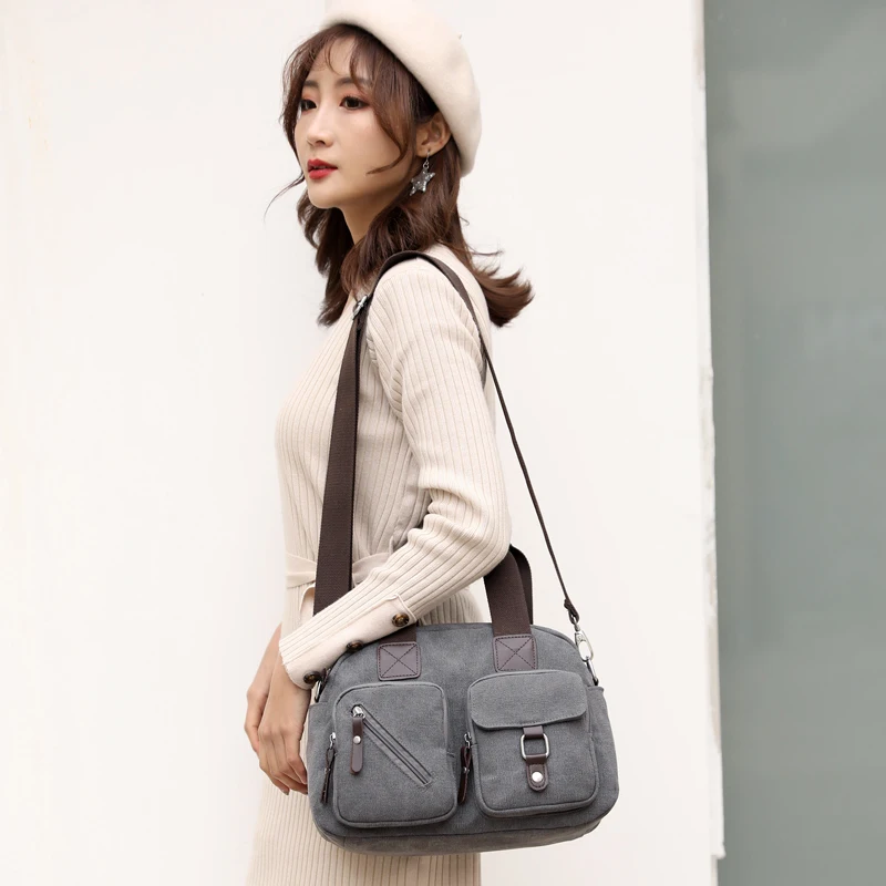 امرأة أعلى مقبض حمل حقيبة الإناث قماش حقائب كتف Crossbody حزمة torebki damskie حقائب سيدات Sac حقائب موهير
