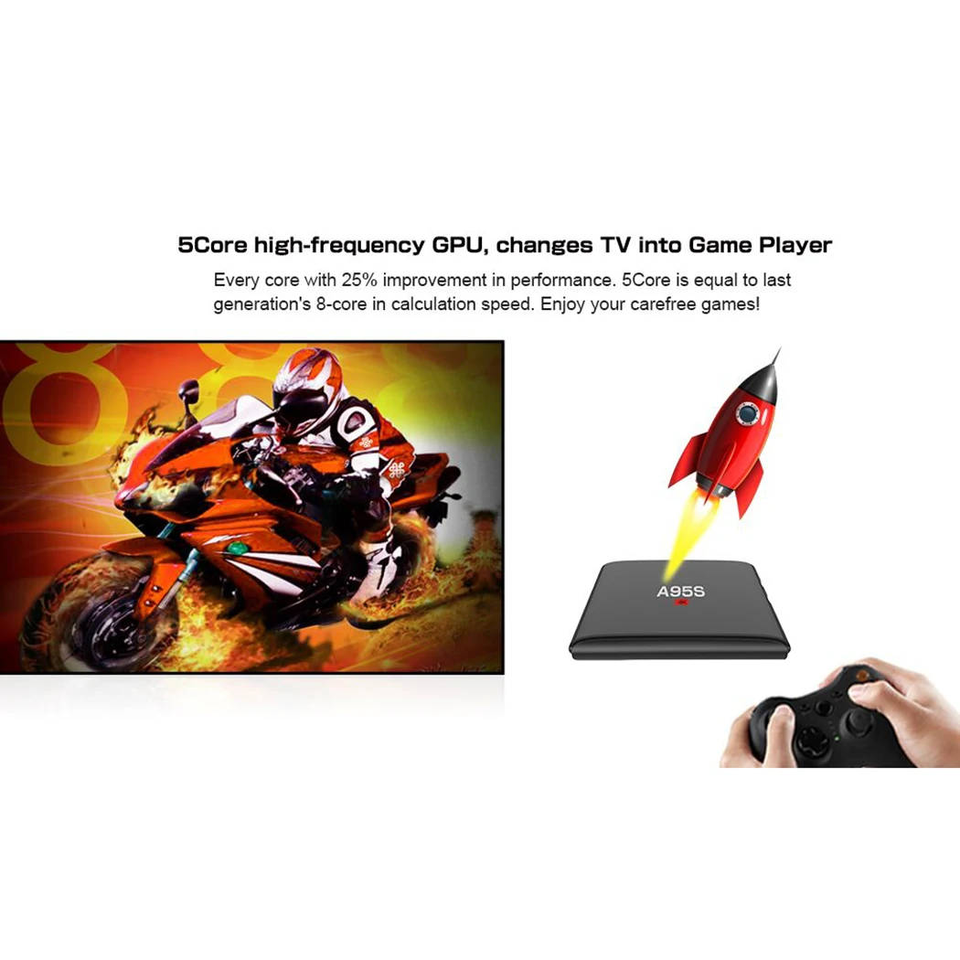 A95S Android 7 1 2 ГБ 16 WI FI 100 м LAN Inteligente ТВ 4 К Suporte 3D HD Media плеер мини поле HD|ТВ-приставки и