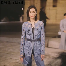2019 Early Spring Lady New Blue Long Sleeve Openwork Lace Cardigan Trench Temperament Women Medium Long Sleeve Trench With Belt 2019 Early Spring Lady New Blue Long Sleeve Openwork Lace Cardigan Trench Temperament Women Medium Long Sleeve Trench With Belt