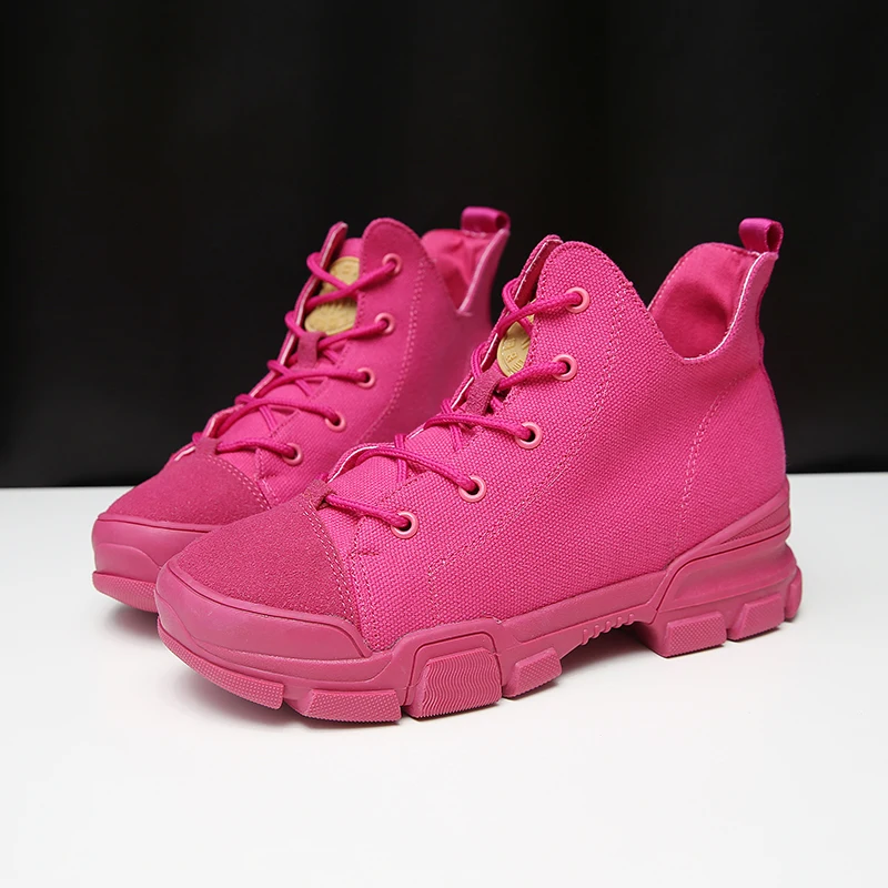 Maille noir Haute Doux Chaussures À Rose Respirante Dames Lacets Femmes Loisirs rose Beige Vulcaniser Blanc Mode Sneakers Marque Femelle Décontractées qwOE6X6Ux