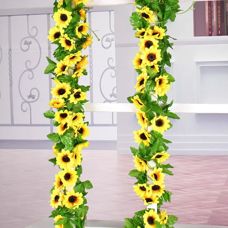 Buy 230cm Home Decor Artificial Ivy Silk Sunflower