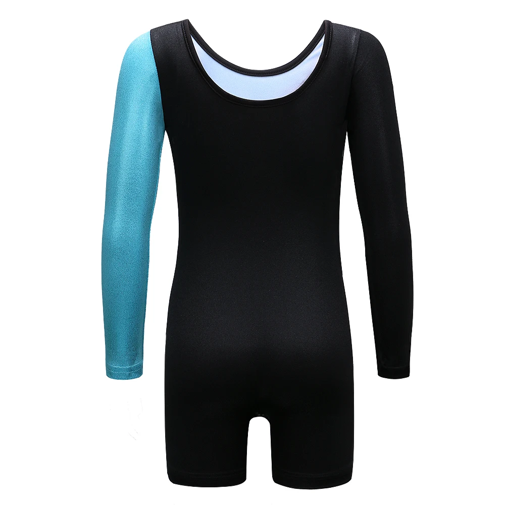 Skup BAOHULU z długim rękawem Patchwork dziewczyny gimnastyka kombinezon Biketard mieniące się kryształki nastolatki trykot gimnastyka kostium dla dzieci