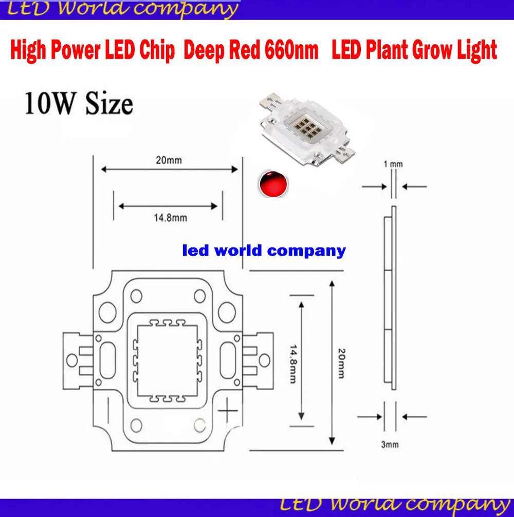 Высокая Мощность светодиодный чип 660nm глубокий красный светодиодный Grow светильник 660 нм 3W 5W 10W 20W 30W 50W 100W COB светодиодный излучатель для выращивания растений в аквариуме