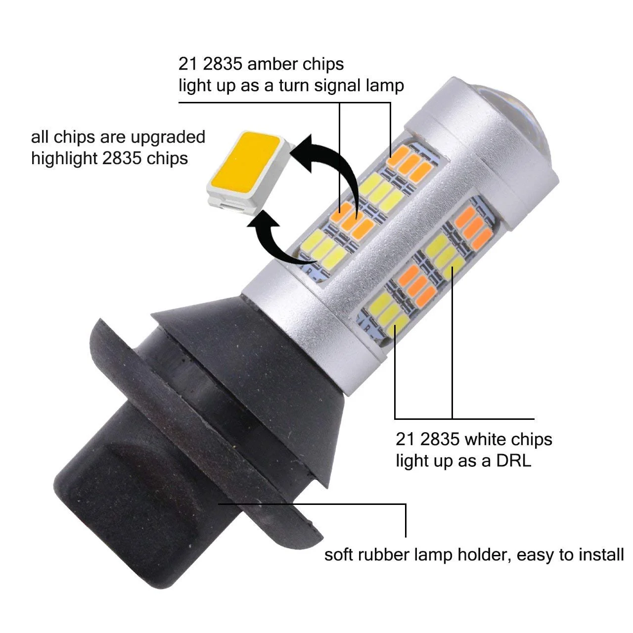 Ba15s BAU15S 1156 p21w s25 42 светодиодный T20 W21W WY21W 7440 светильник дневного светильник+ поворотник двойной режим DRL светодиодный Внешнее освещение