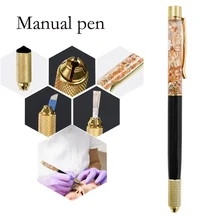 Tatuaje Manual de la pluma Kit negro maquillaje permanente labios cejas delineador de ojos Microblading bordado de la hoja de oro lápiz 10 piezas 5RL agujas conjunto(China)