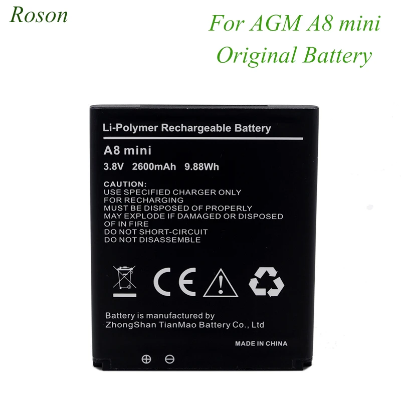 Аккумулятор для мобильного телефона AGM A8 mini 2600 мАч Новые запасные батареи Smart Phone Li