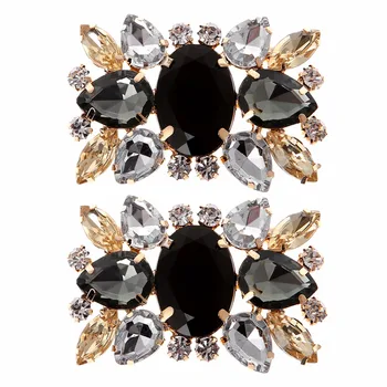

2Pcs Rhinestone Shoe Clips Accessory DIY Decoration Vintage Style For Women 5.8x4cm
