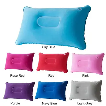 

Portable Pillow Travel Air Cushion Inflatable Double Sided Flocking Cushion Camp Beach Car Plane Hotel Head Rest Bed Sleep