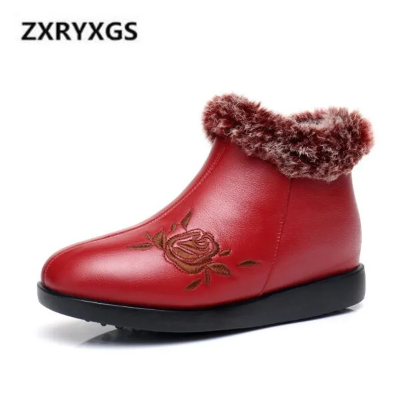 

2018 New Winter Boots Women Shoes Retro Cow Leather Boots Non-slip Comfort Women Boots Warm Plus Velvet Ankle Boots Casual Shoes
