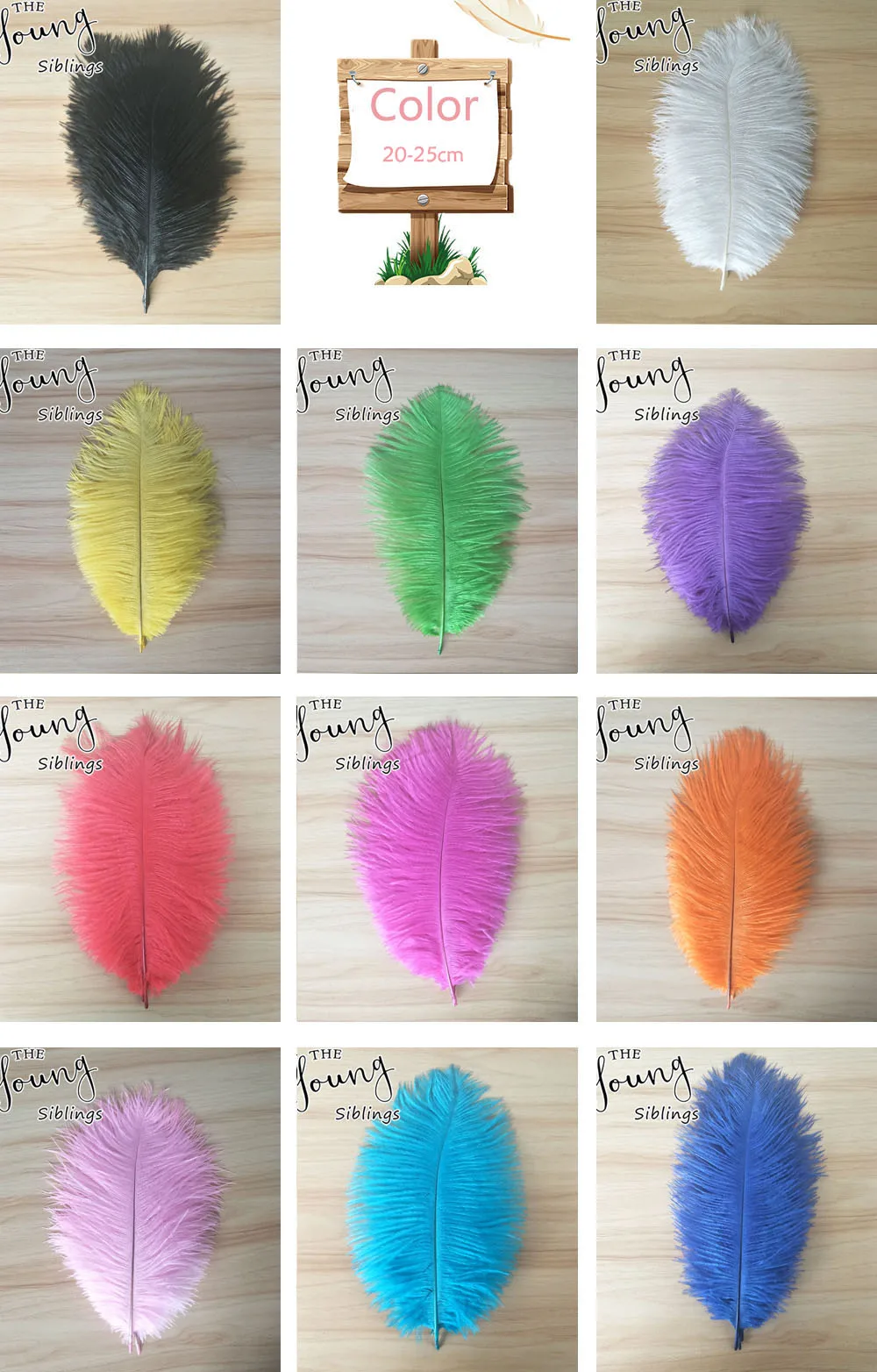 Страусиные перья длинные 20-25 см(8-1") Цветные страусовые перья карнавальные костюмы елочные украшения перья