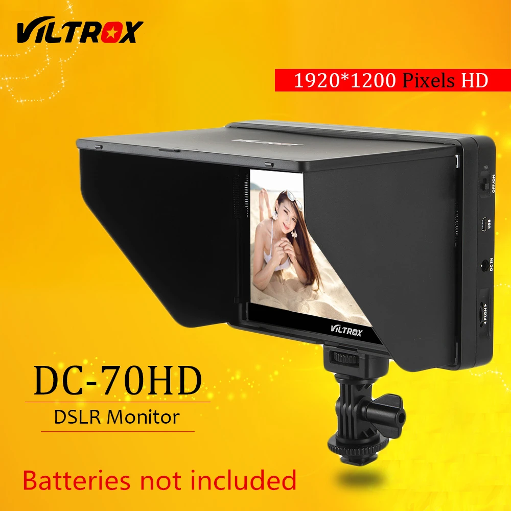 Viltrox DC-70HD, пристегивающийся 7 ''1920x1200 ips HD ЖК-дисплей для видеокамеры, HDMI AV вход для Canon Nikon DSLR BMPCC 5DIV